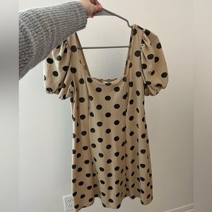 beige & black polka dot dress